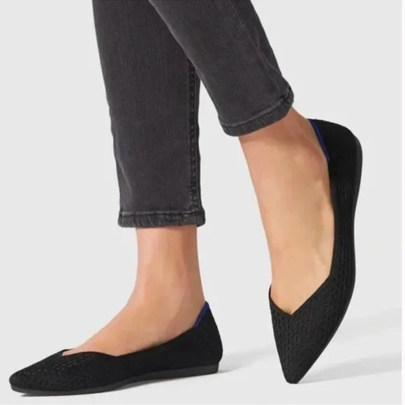 Rothy's The Point Retired Honeycomb Flats in Black Size 11 - Picture 1 of 13